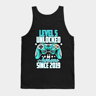 Level 5 Unlocked Awesome Since 2019 5th Birthday Tank Top